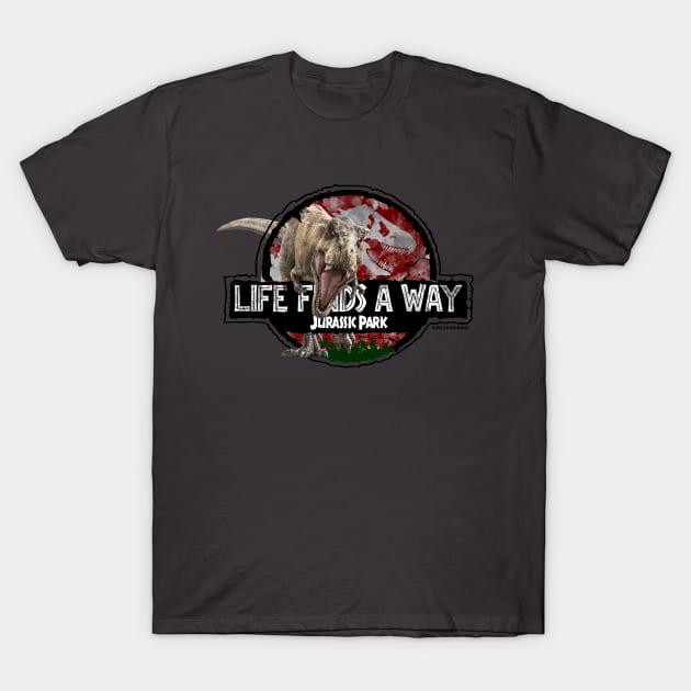 "Life Finds a Way" - Dr Ian Malcolm Jurassic Quote - T-Rex T-Shirt by Jurassic Merch